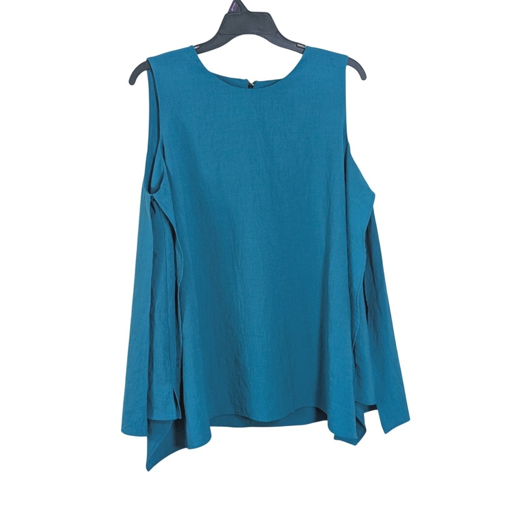 Lane Bryant Teal Blue Sleeveless Tunic Layered Side Hem Size 20